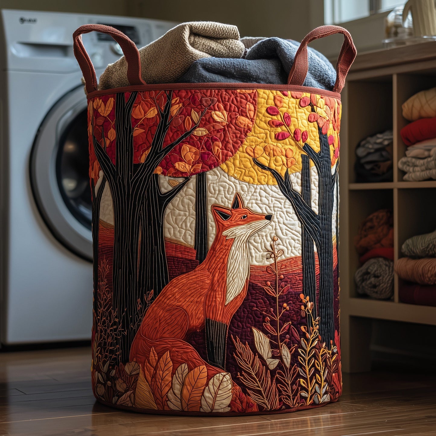 Autumn Fox Quilted Laundry Basket GFTOHD9982