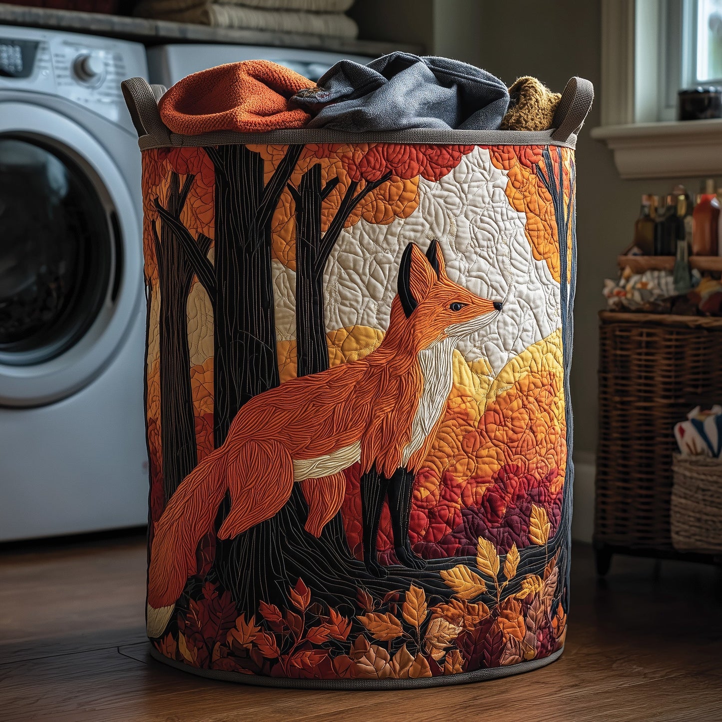 Autumn Fox Quilted Laundry Basket GFTOHD9983