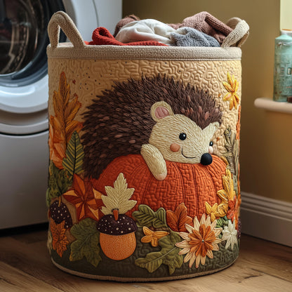 Autumn Hedgehog Quilted Laundry Basket GFTOHD9984