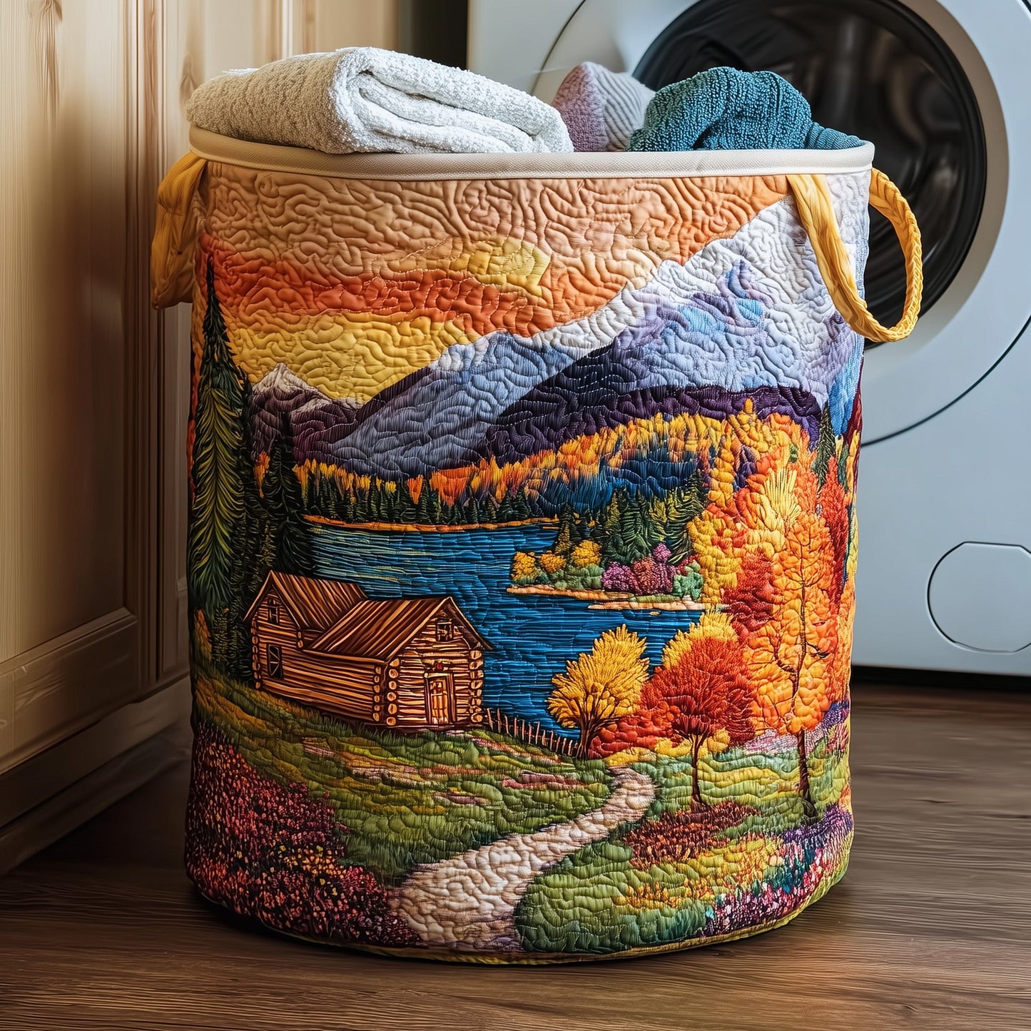 Autumn Wonders Quilted Laundry Basket GFTOHD9987