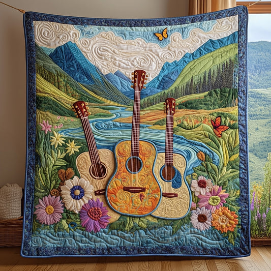 Floral Guitar Quilted Blanket GFTOHL03