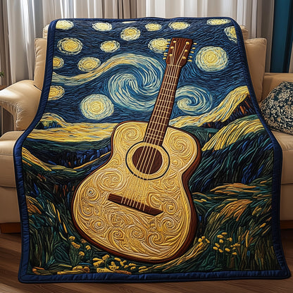 Guitar Starry Night Quilted Blanket GFTOHL10