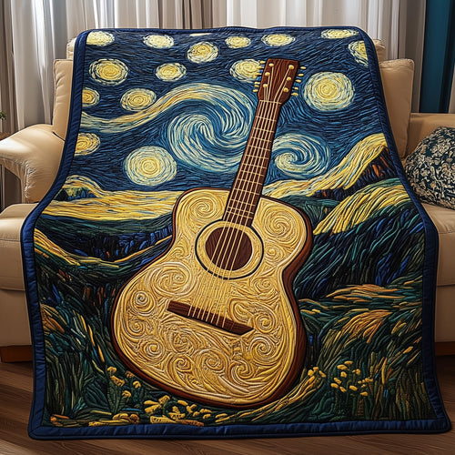 Guitar Starry Night Quilted Blanket GFTOHL10