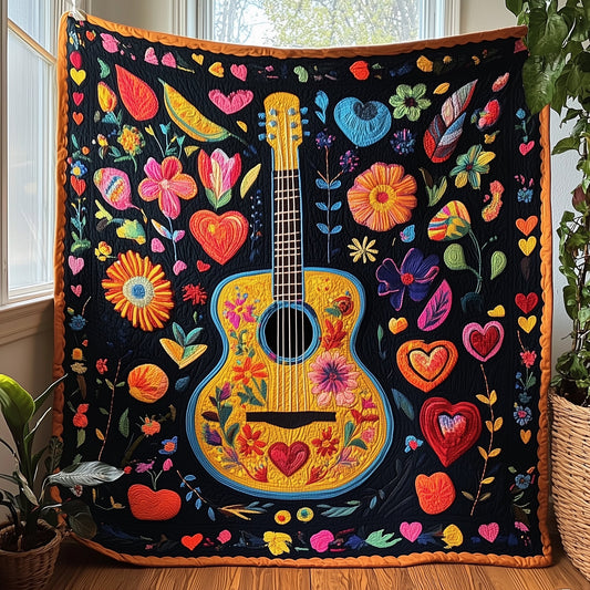 Vibrant Guitar Quilted Blanket GFTOHL12