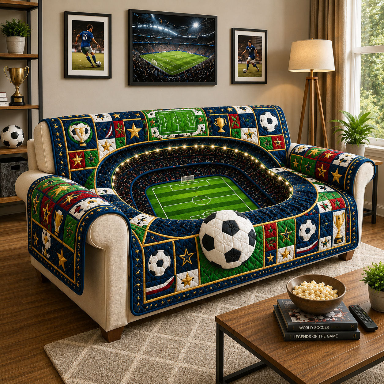 Champions Arena Soccer Quilted Sofa Cover GFTOHNL1028
