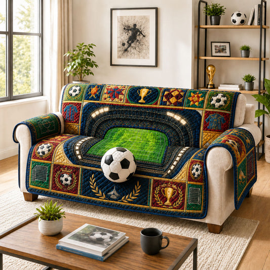Trophy Arena Soccer Quilted Sofa Cover GFTOHNL1033