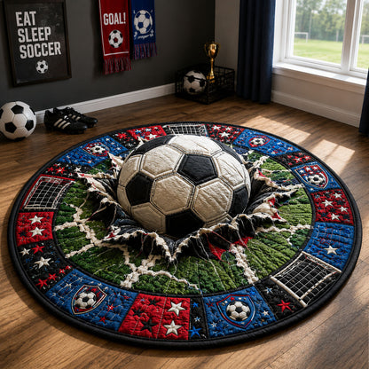 Breakthrough Goal Soccer Quilted Round Mat GFTOHNL1035
