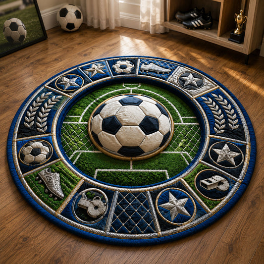 Silver Victory Soccer Quilted Round Mat GFTOHNL1039