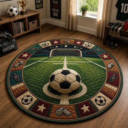 Kickoff Goal Line Soccer Quilted Round Mat GFTOHNL1040