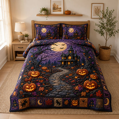 Haunted Mansion Pumpkin Path 3-Piece Quilted Bedding Set GFTOHNL1054