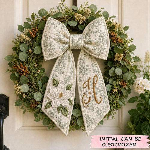 Monogram Magnolia Floral Quilted Wreath Sash QTCUZ GFTOHNL1083