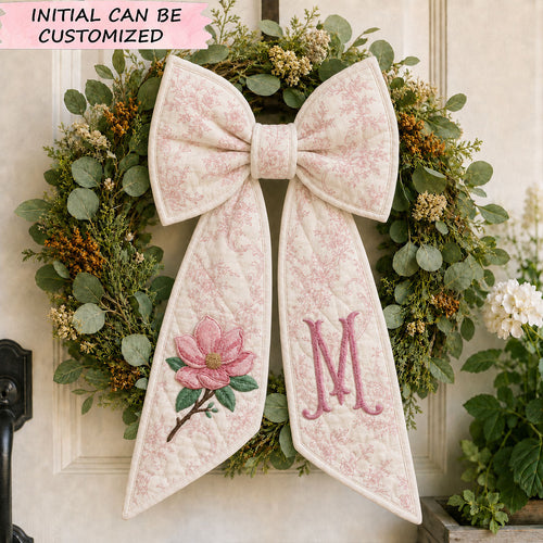 Pink Magnolia Monogram Quilted Wreath Sash QTCUZ GFTOHNL1084
