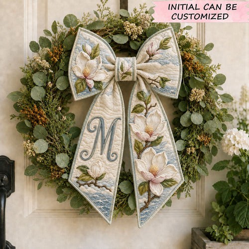 Blue Magnolia Blossom Quilted Wreath Sash QTCUZ GFTOHNL1085