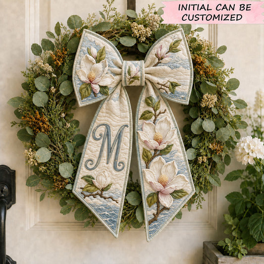 Blue Magnolia Blossom Quilted Wreath Sash QTCUZ GFTOHNL1085