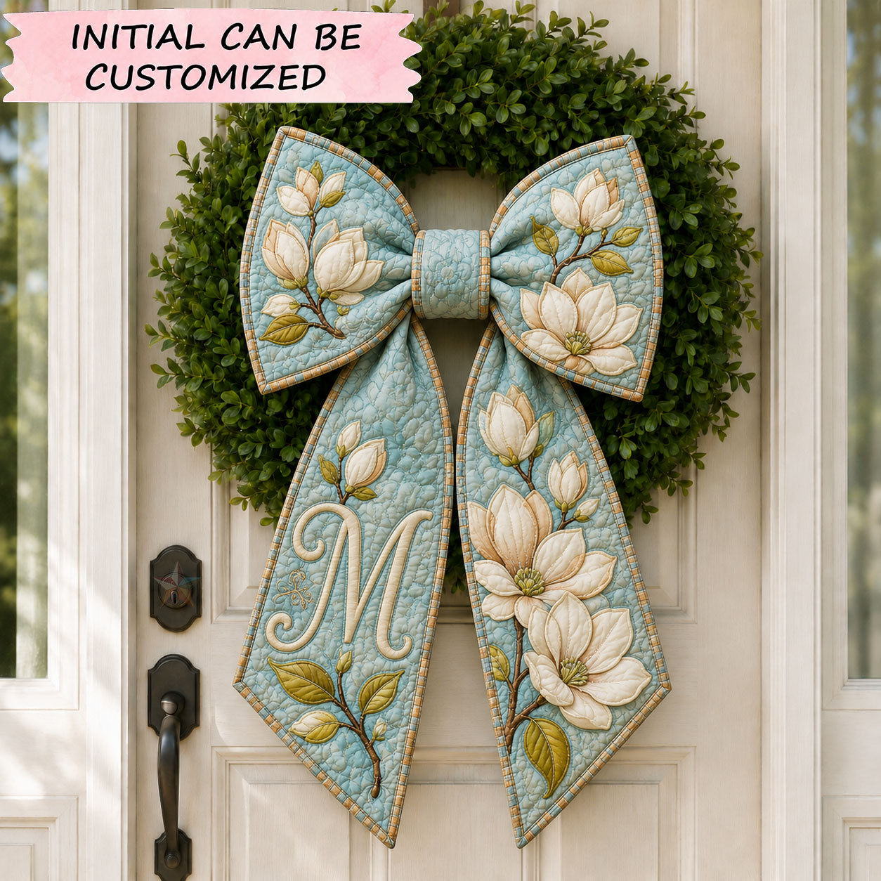Coastal Magnolia Floral Quilted Wreath Sash QTCUZ GFTOHNL1089