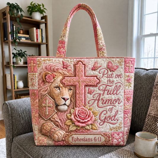 Lion Of Faith Armor Of God Christian Quilted Tote Bag GFTOHNL1114
