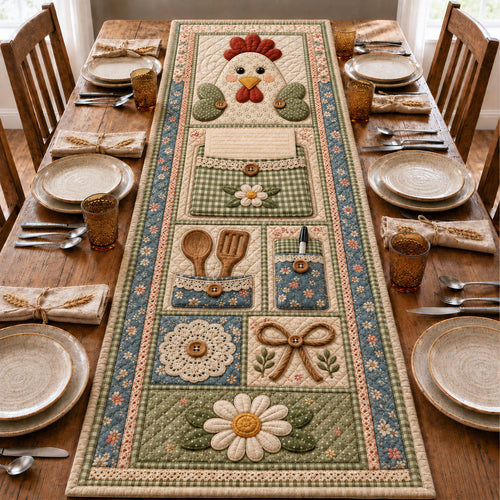 Country Hen Kitchen Pocket Quilted Table Runner GFTOHNL1122