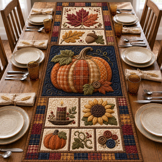 Navy Harvest Pumpkin Patchwork Quilted Table Runner GFTOHNL1130