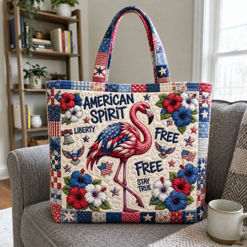 American Spirit Flamingo Quilted Tote Bag GFTOHNL1139