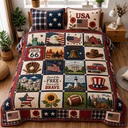 American Heritage Icons 3-Piece Quilted Bedding Set GFTOHNL1179
