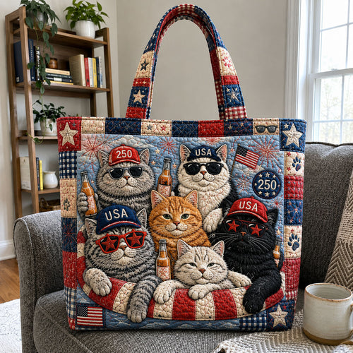 America 250 Party Cats Quilted Tote Bag GFTOHNL1211
