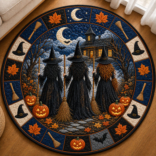 Three Witches Haunted Cottage Quilted Round Mat GFTOHNL1216