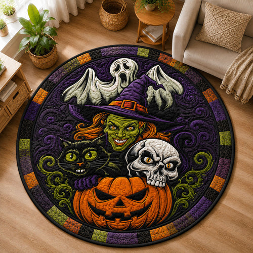 Halloween Witch Pumpkin Ghost Quilted Round Mat GFTOHNL1218