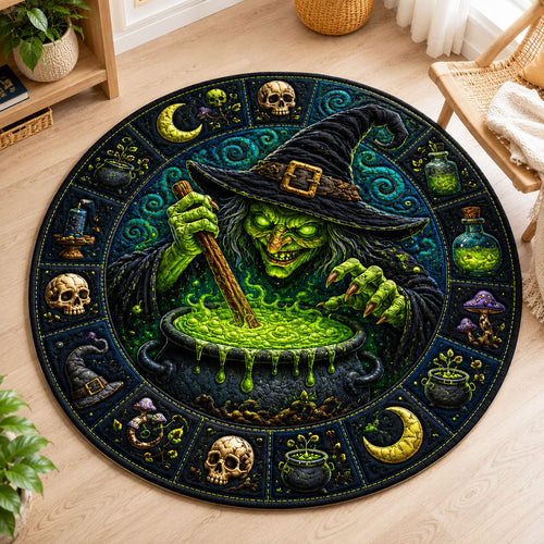 Glowing Cauldron Witch Quilted Round Mat GFTOHNL1221