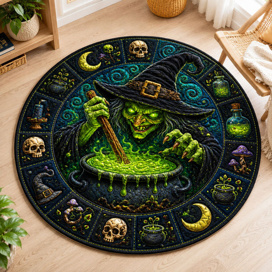 Glowing Cauldron Witch Quilted Round Mat GFTOHNL1221