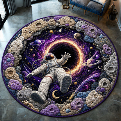 Astronaut Entering The Purple Wormhole Quilted Round Mat GFTOHNL1246
