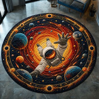 Astronaut Reaching Through The Solar Rift Quilted Round Mat GFTOHNL1247