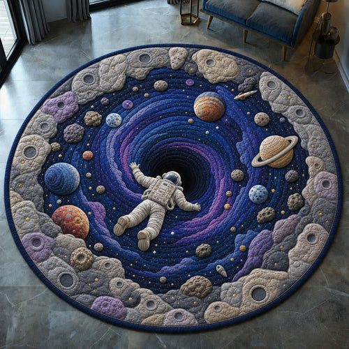 Astronaut Falling Into Deep Space Portal Quilted Round Mat GFTOHNL1248