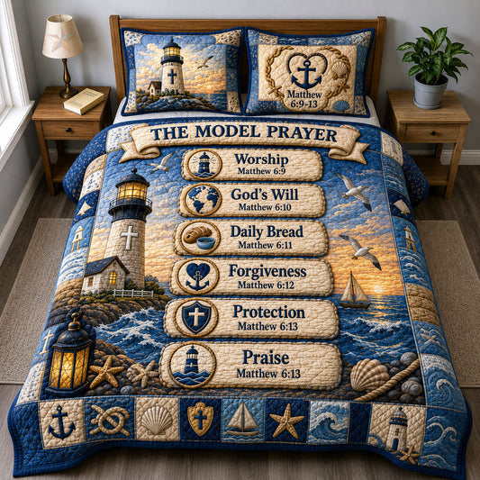 Model Prayer Lighthouse 3-Piece Quilted Bedding Set GFTOHNL1265
