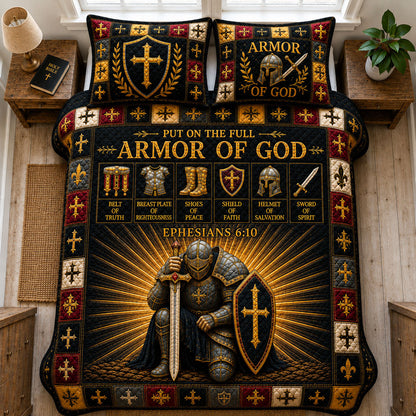 Put On Full Armor Of God 3-Piece Quilted Bedding Set GFTOHNL1272
