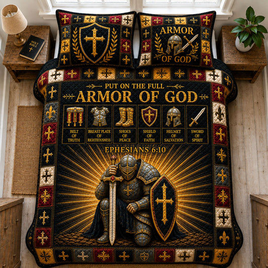 Put On Full Armor Of God 3-Piece Quilted Bedding Set GFTOHNL1272