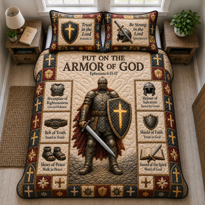 Put On Full Armor Of God 3-Piece Quilted Bedding Set GFTOHNL1275