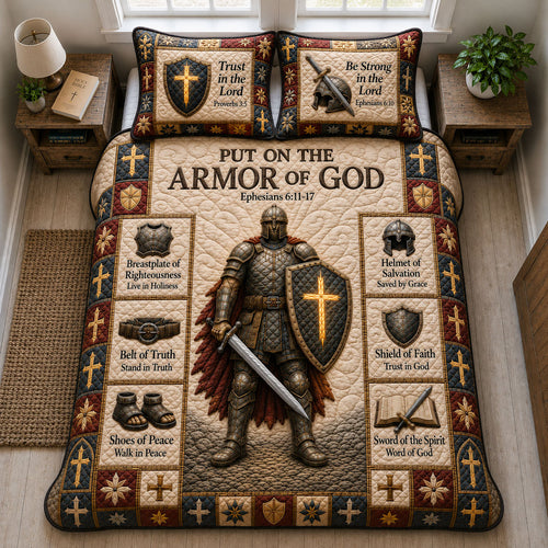 Put On Full Armor Of God 3-Piece Quilted Bedding Set GFTOHNL1275