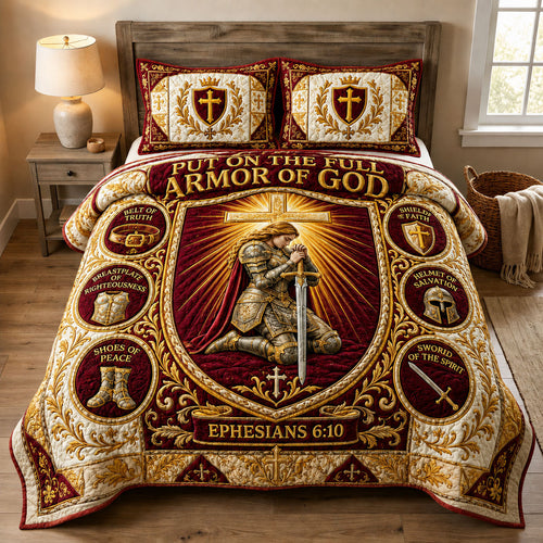 Radiant Shield Prayer Armor Of God 3-Piece Quilted Bedding Set GFTOHNL1293
