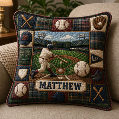 Personalized Baseball Grand Slam Quilted Pillow Case QTCUZ GFTOHNL1321