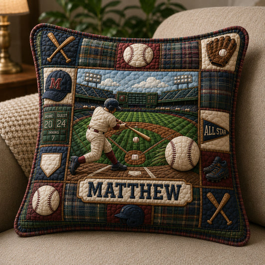 Personalized Baseball Grand Slam Quilted Pillow Case QTCUZ GFTOHNL1172 C2