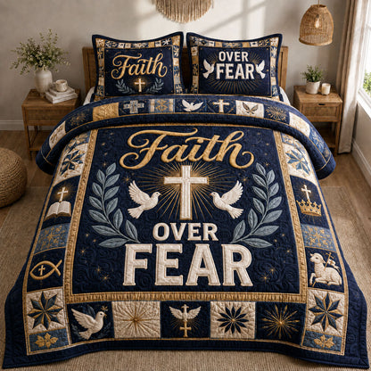 Faith Over Fear 3-Piece Quilted Bedding Set GFTOHNL1331