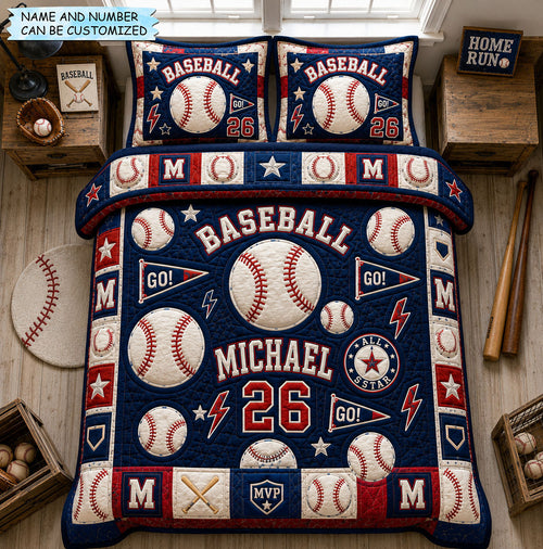 Personalized Baseball All Star 3-Piece Quilted Bedding Set QTCUZ GFTOHNL1448