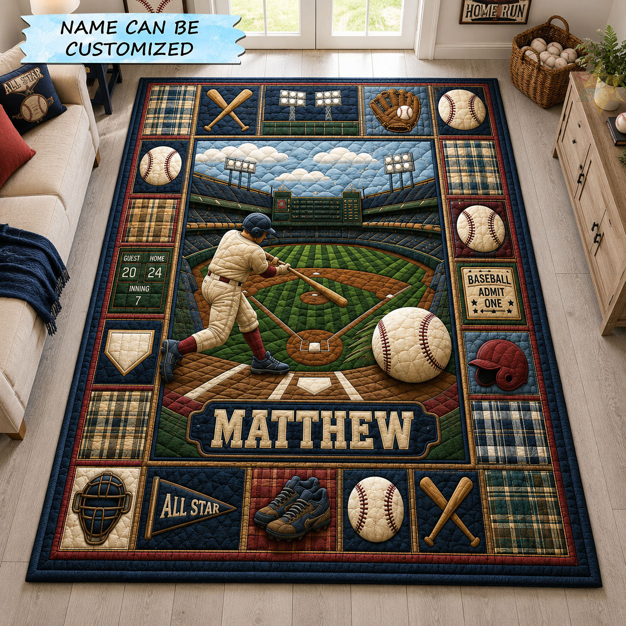 Personalized Baseball Grand Slam Area Rug GFTOHNL1172 C3