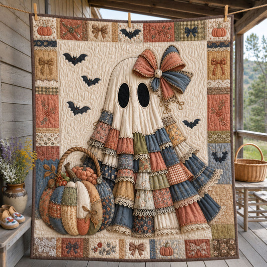 Patchwork Ruffle Ghost Fall Quilted Blanket GFTOHNL1482