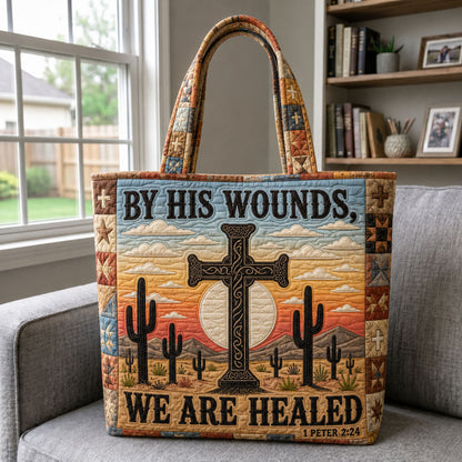 By His Wounds Desert Cross Quilted Tote Bag GFTOHNL1489