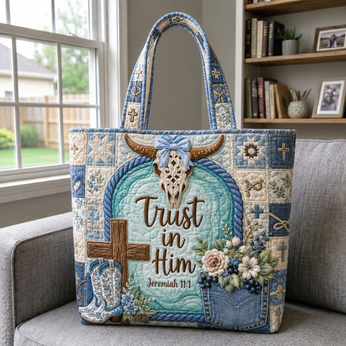 Trust In Him Western Cowgirl Quilted Tote Bag GFTOHNL1491