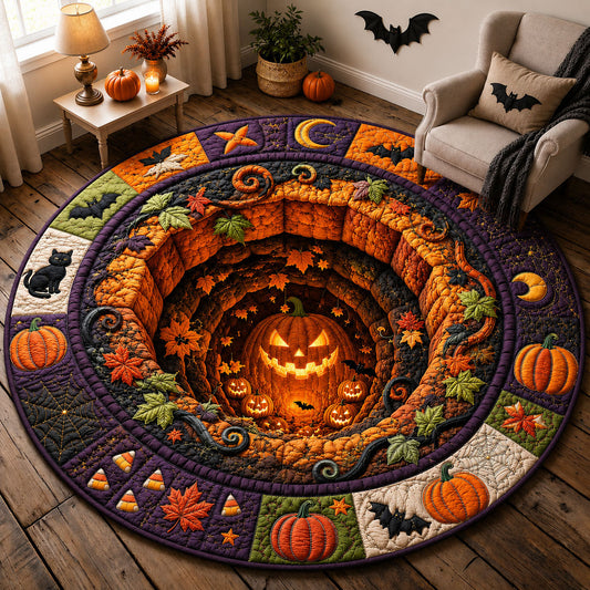 Jack O Lantern Pumpkin Pit Quilted Round Mat GFTOHNL1592