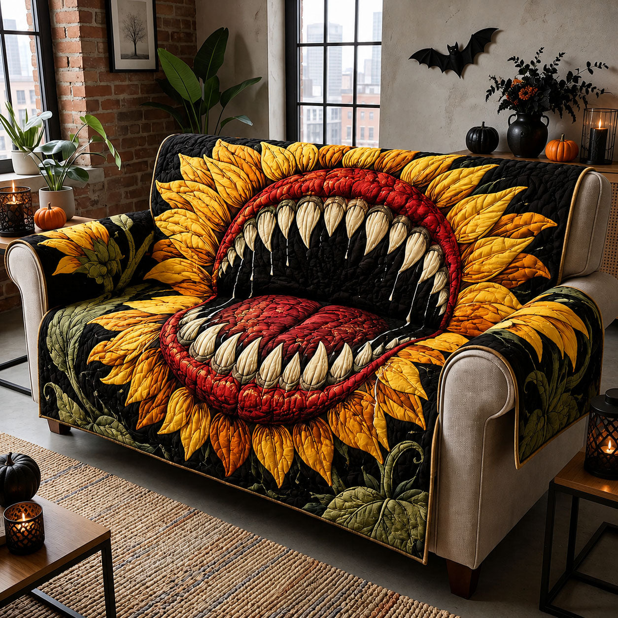 Monster Sunflower Quilted Sofa Cover GFTOHNL1635