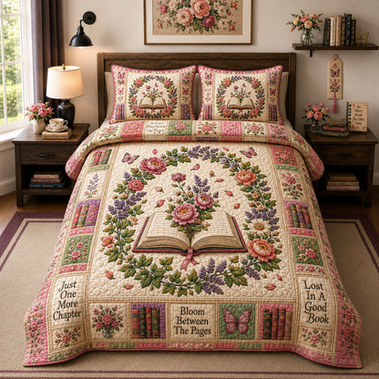 Bloom Between The Pages 3-Piece Quilted Bedding Set GFTOHNL1684