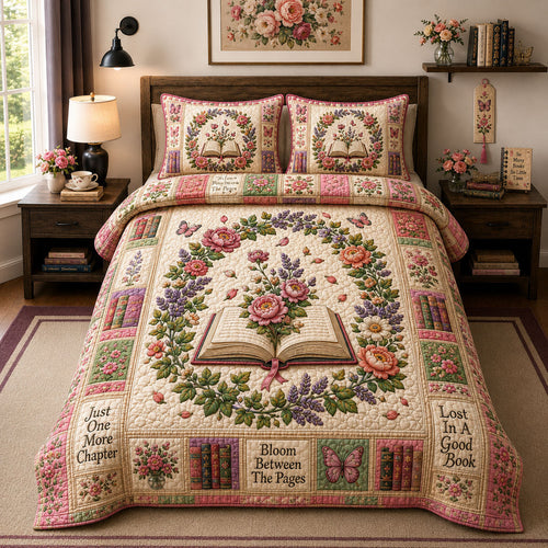 Bloom Between The Pages 3-Piece Quilted Bedding Set GFTOHNL1684